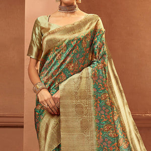 green-festive-wear-pure-digital-prints-jacquard-silk-saree-128426