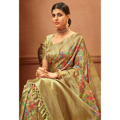 green-festive-wear-pure-digital-prints-jacquard-silk-saree-128425