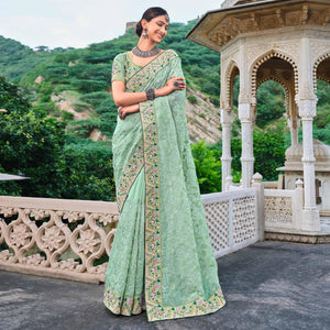 green-festive-wear-pure-kachhi-embellished-organza-saree-132660