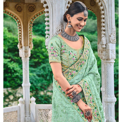 green-festive-wear-pure-kachhi-embellished-organza-saree-132660