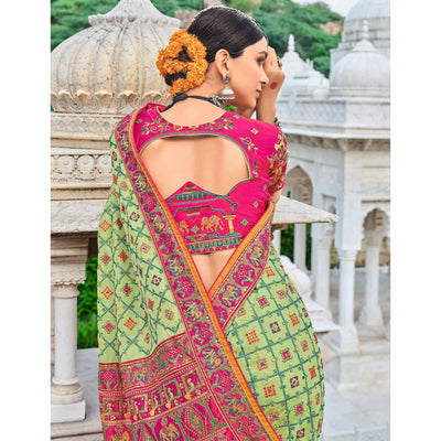 green-festive-wear-pure-kachhi-embellished-pure-satin-saree-132657