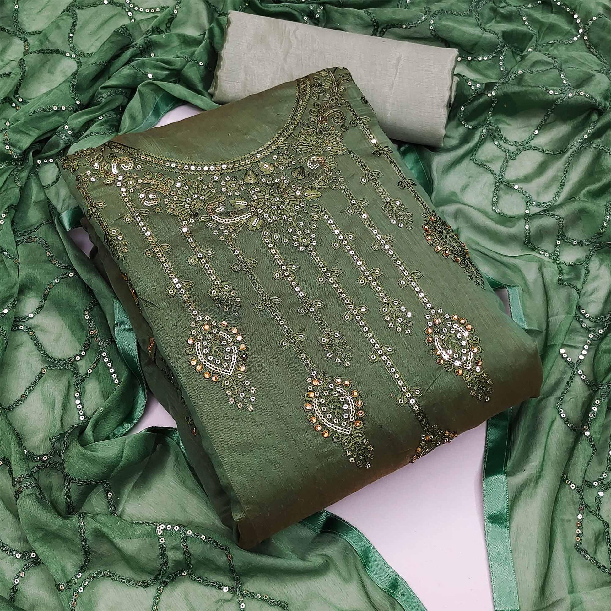 green-festive-wear-sequence-embroidered-chanderi-dress-material-130848
