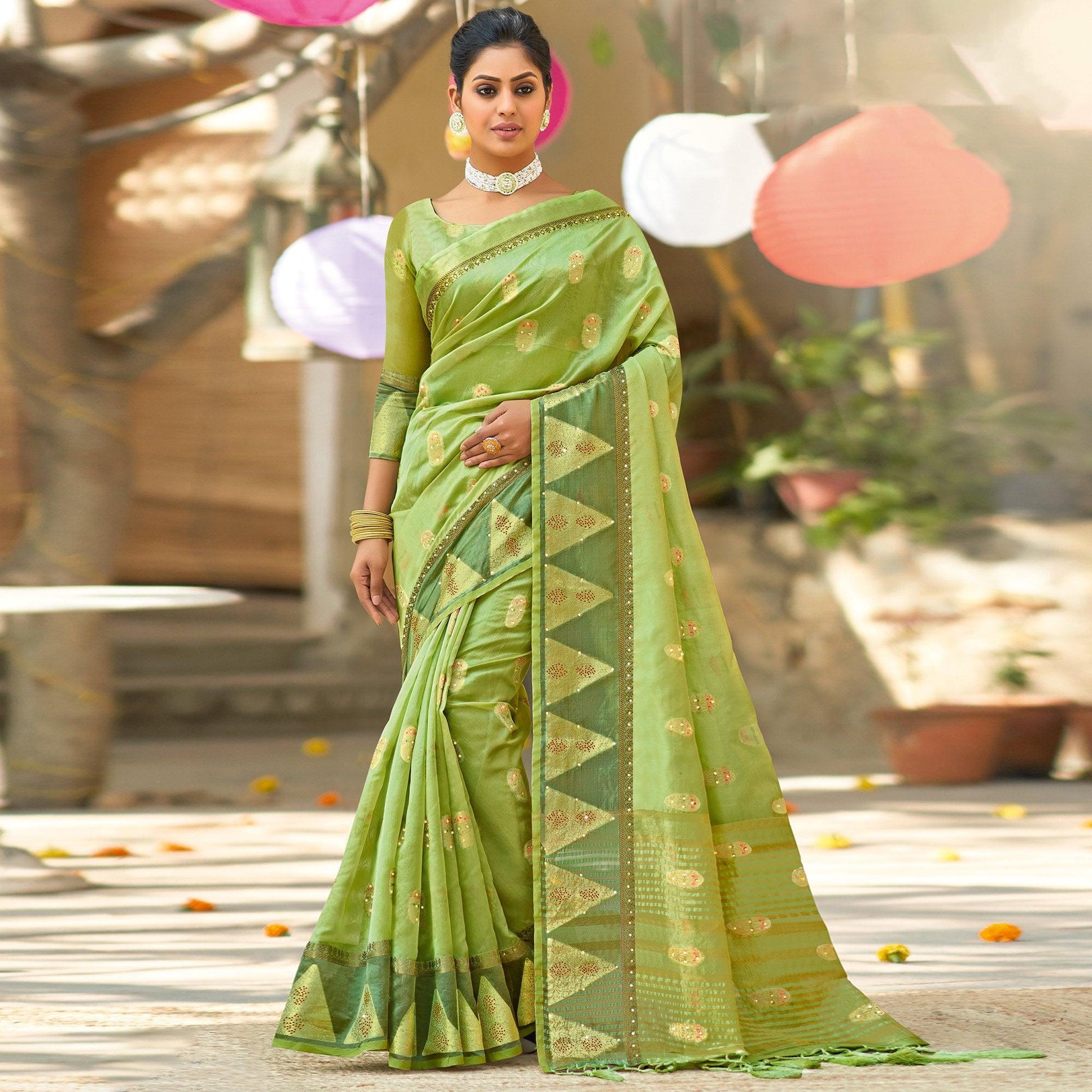 green-festive-wear-sequence-embroidered-organza-saree-135779