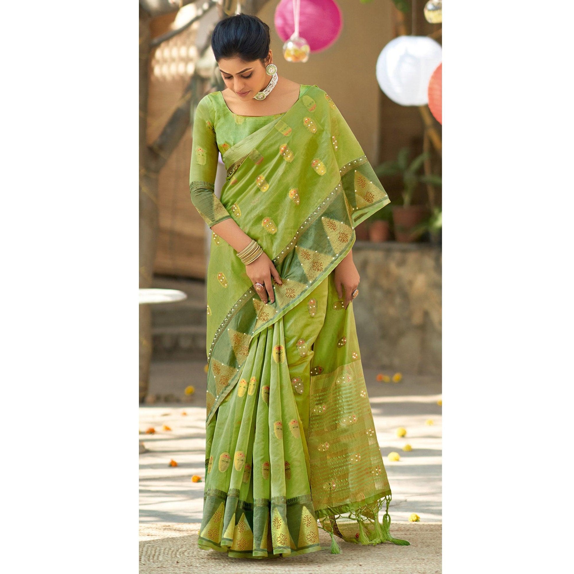 green-festive-wear-sequence-embroidered-organza-saree-135779