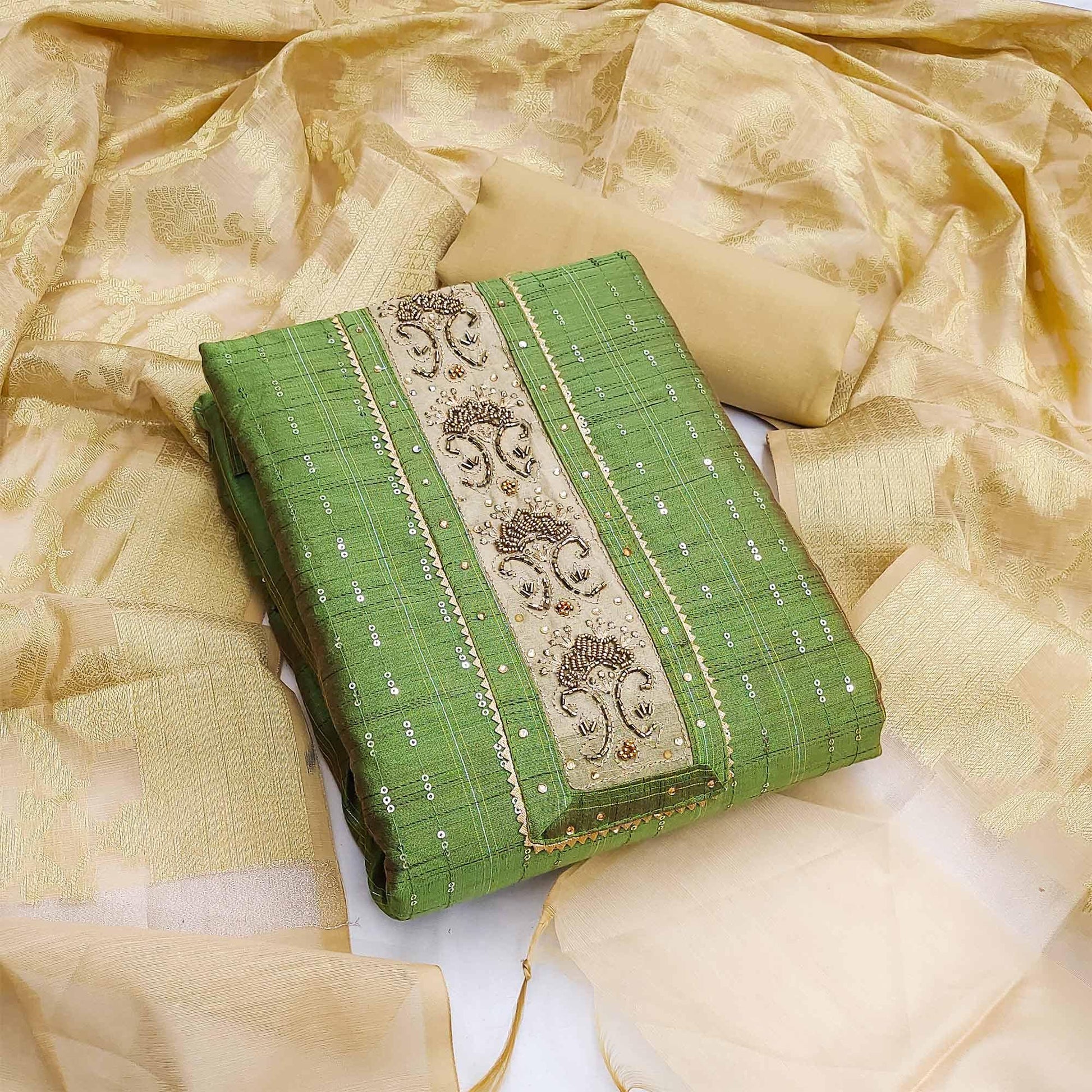 green-festive-wear-sequence-work-chanderi-dress-material-139188