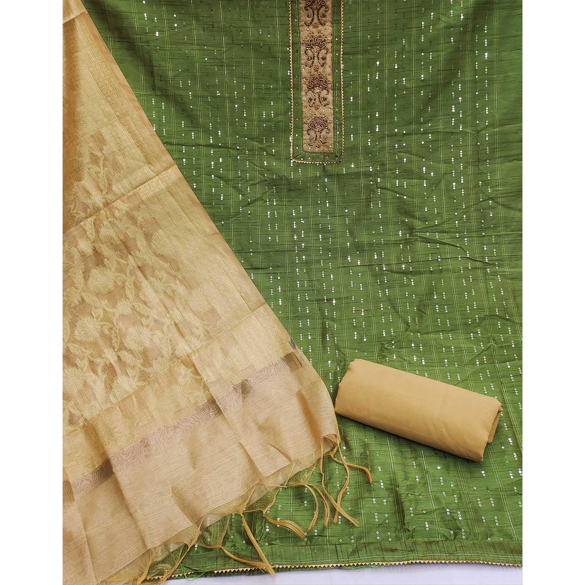 green-festive-wear-sequence-work-chanderi-dress-material-139188