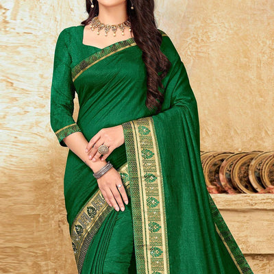 green-festive-wear-solid-vichitra-silk-saree-142742