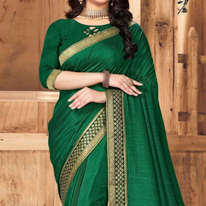green-festive-wear-solid-vichitra-silk-saree-142843