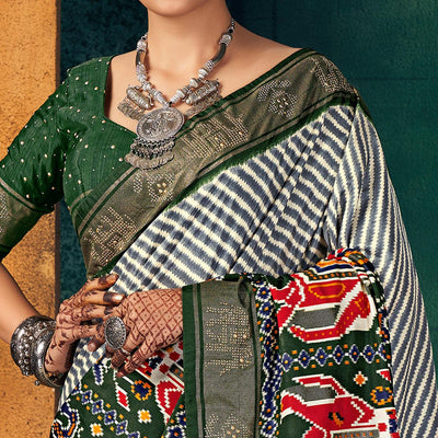 green-festive-wear-striped-printed-with-foil-border-dola-silk-saree-137645