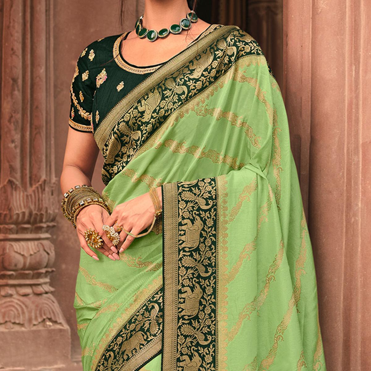 green-festive-wear-striped-woven-silk-saree-138272