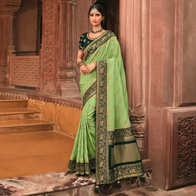 green-festive-wear-striped-woven-silk-saree-138272