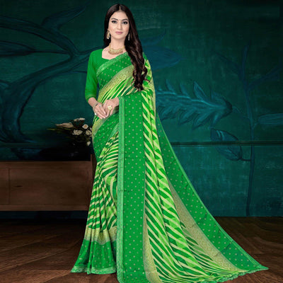 green-festive-wear-stripes-printed-work-chiffon-designer-saree