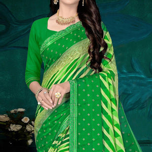 green-festive-wear-stripes-printed-work-chiffon-designer-saree