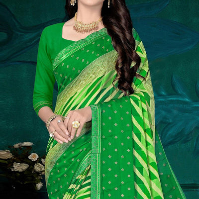 green-festive-wear-stripes-printed-work-chiffon-designer-saree