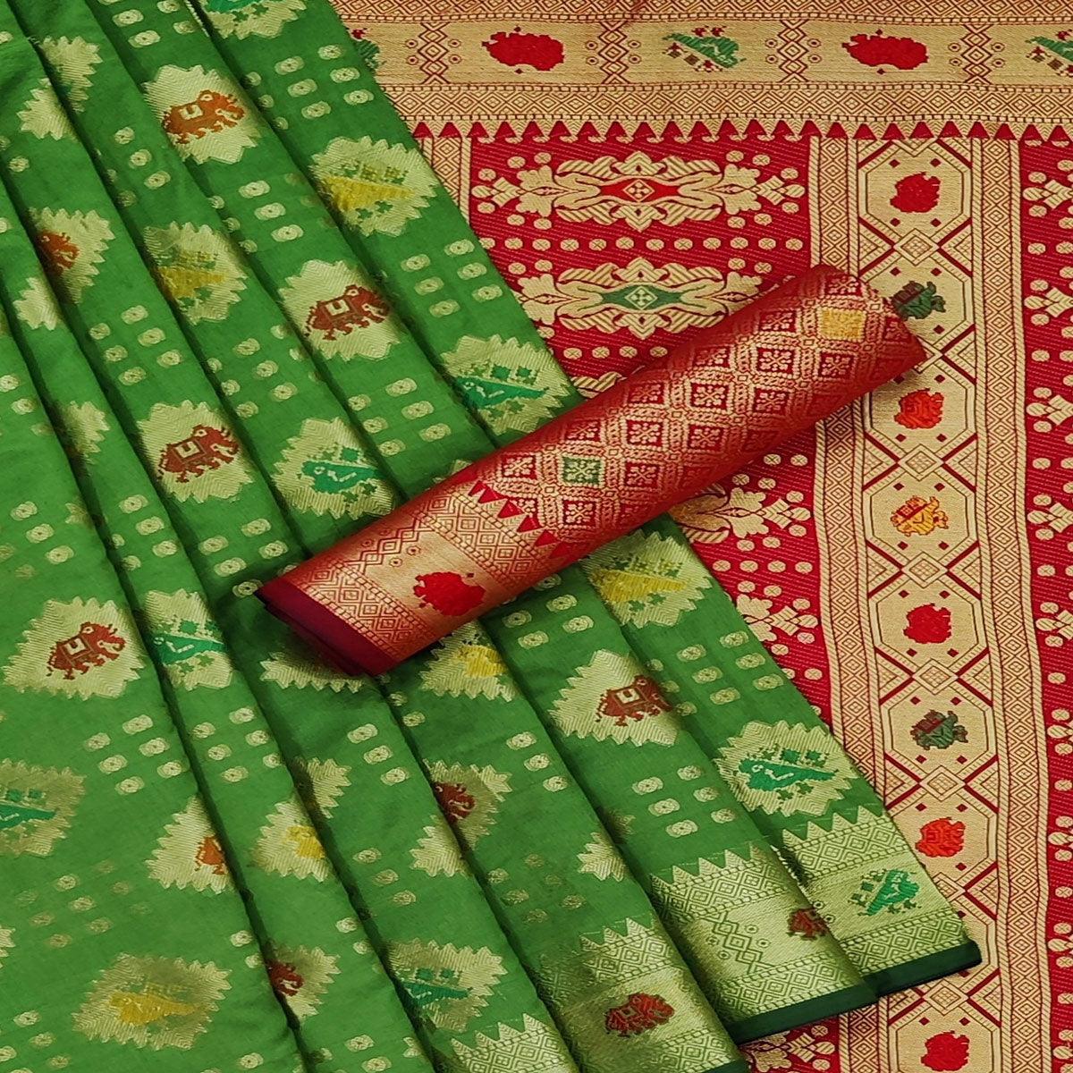 green-festive-wear-weaving-silk-saree-140121