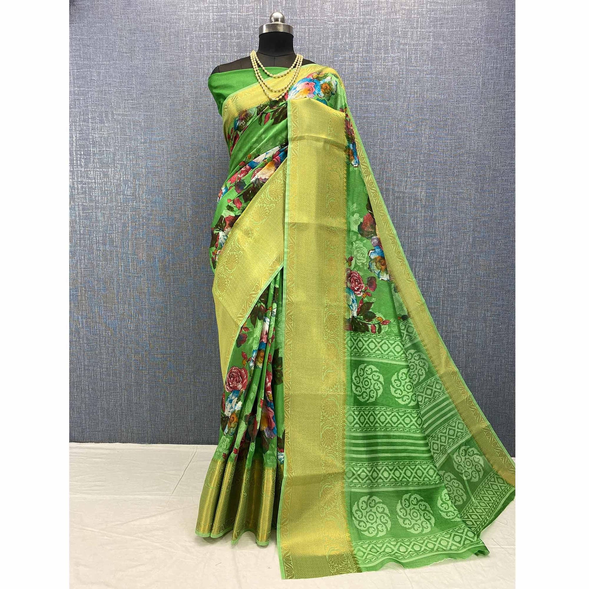 green-festive-wear-woven-printed-chanderi-silk-saree-134568