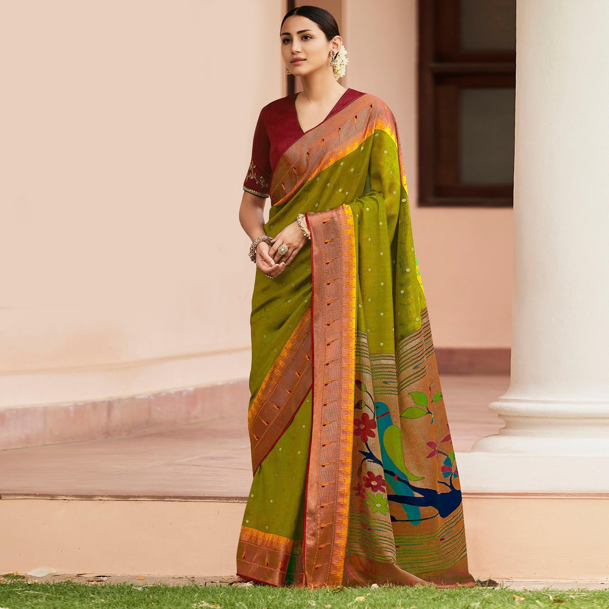 green-festive-wear-woven-printed-paithani-silk-saree-139230