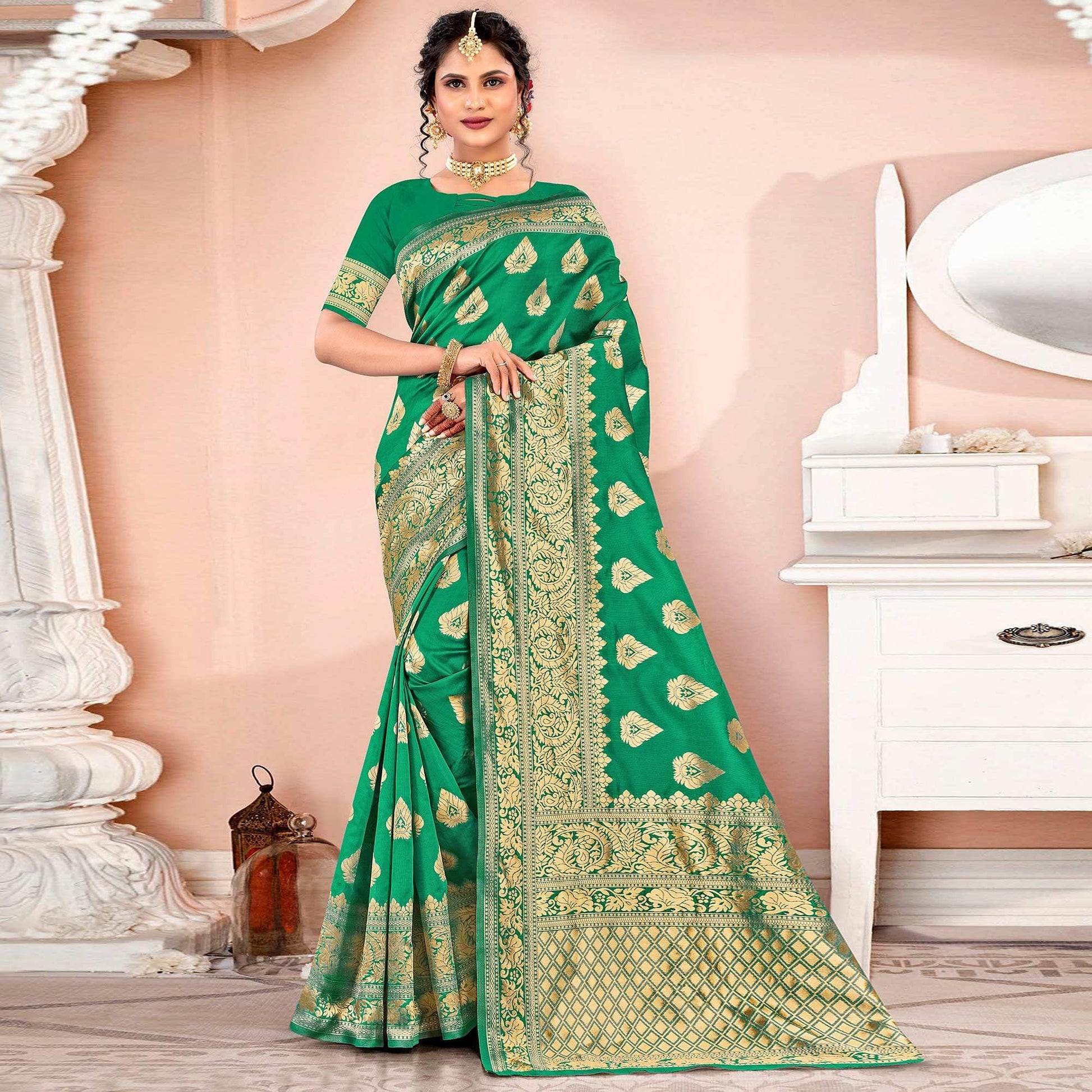 green-festive-wear-woven-art-silk-saree-141747