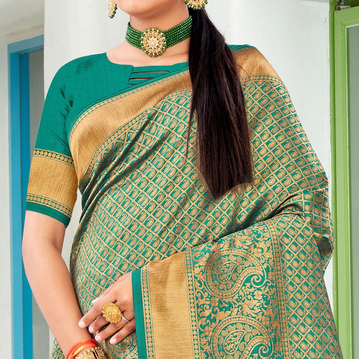 green-festive-wear-woven-art-silk-saree-141758