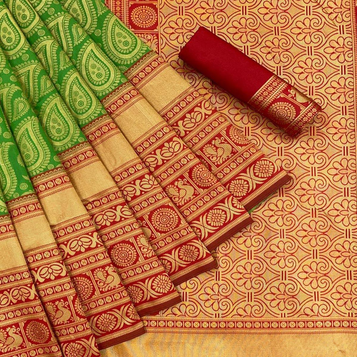 green-festive-wear-woven-art-silk-saree-141608