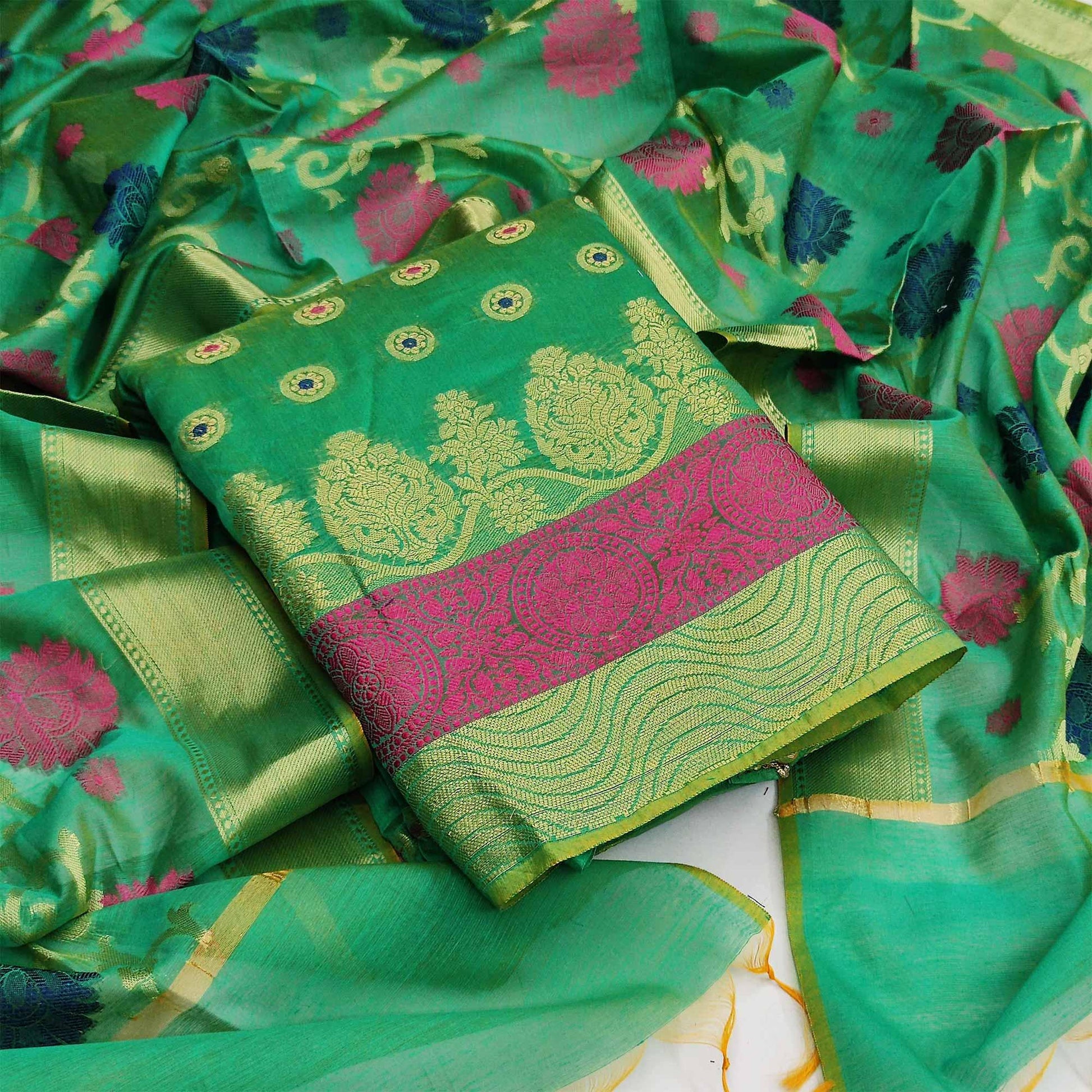 green-festive-wear-woven-banarasi-jacquard-dress-material-116346