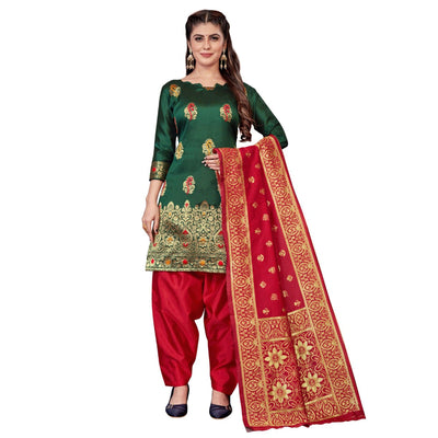 green-festive-wear-woven-banarasi-silk-dress-material-132722
