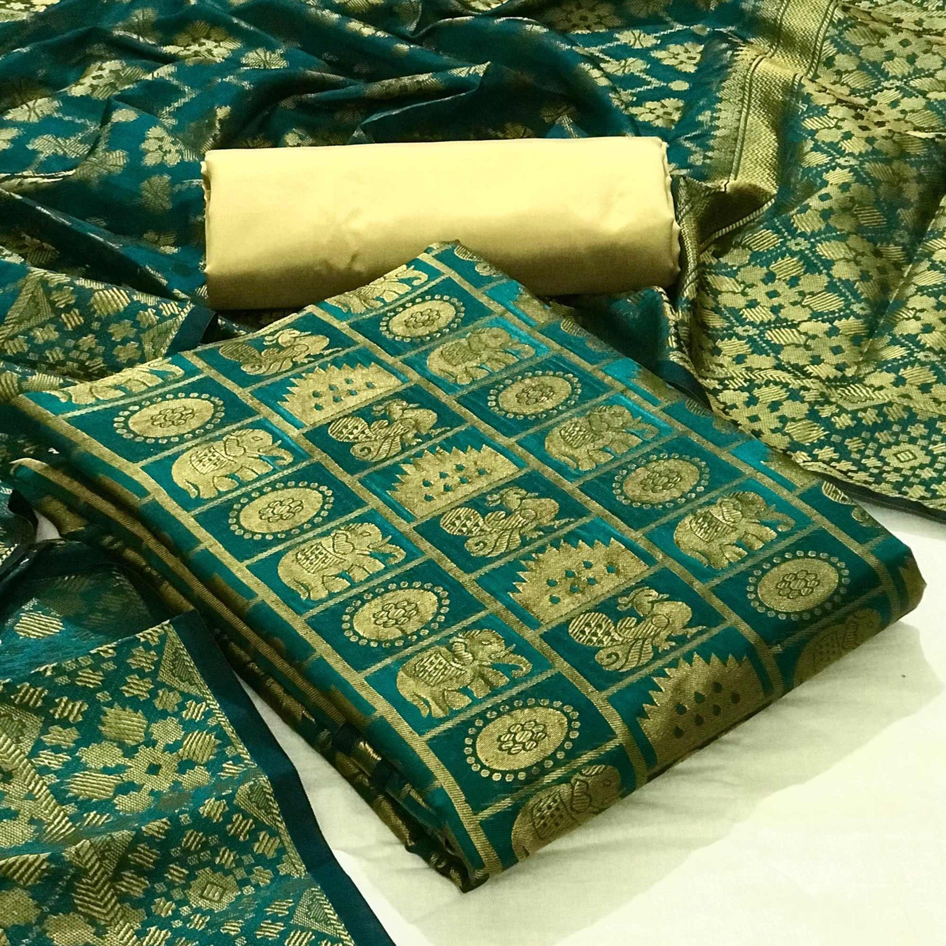 green-festive-wear-woven-banarasi-silk-dress-material-127327