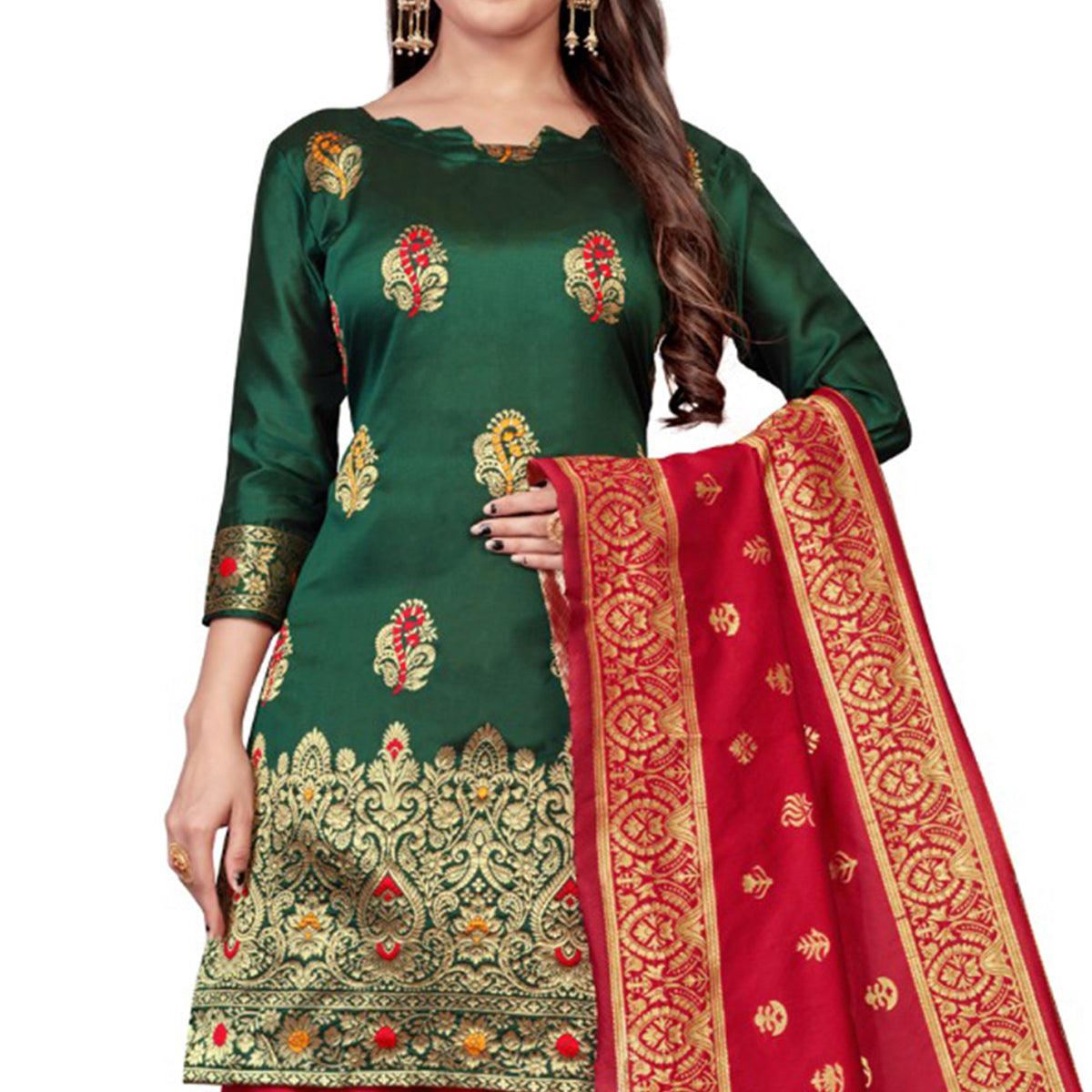 green-festive-wear-woven-banarasi-silk-dress-material-132722
