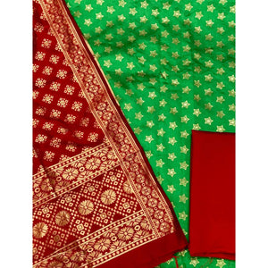 green-festive-wear-woven-banrasi-silk-dress-material-138849