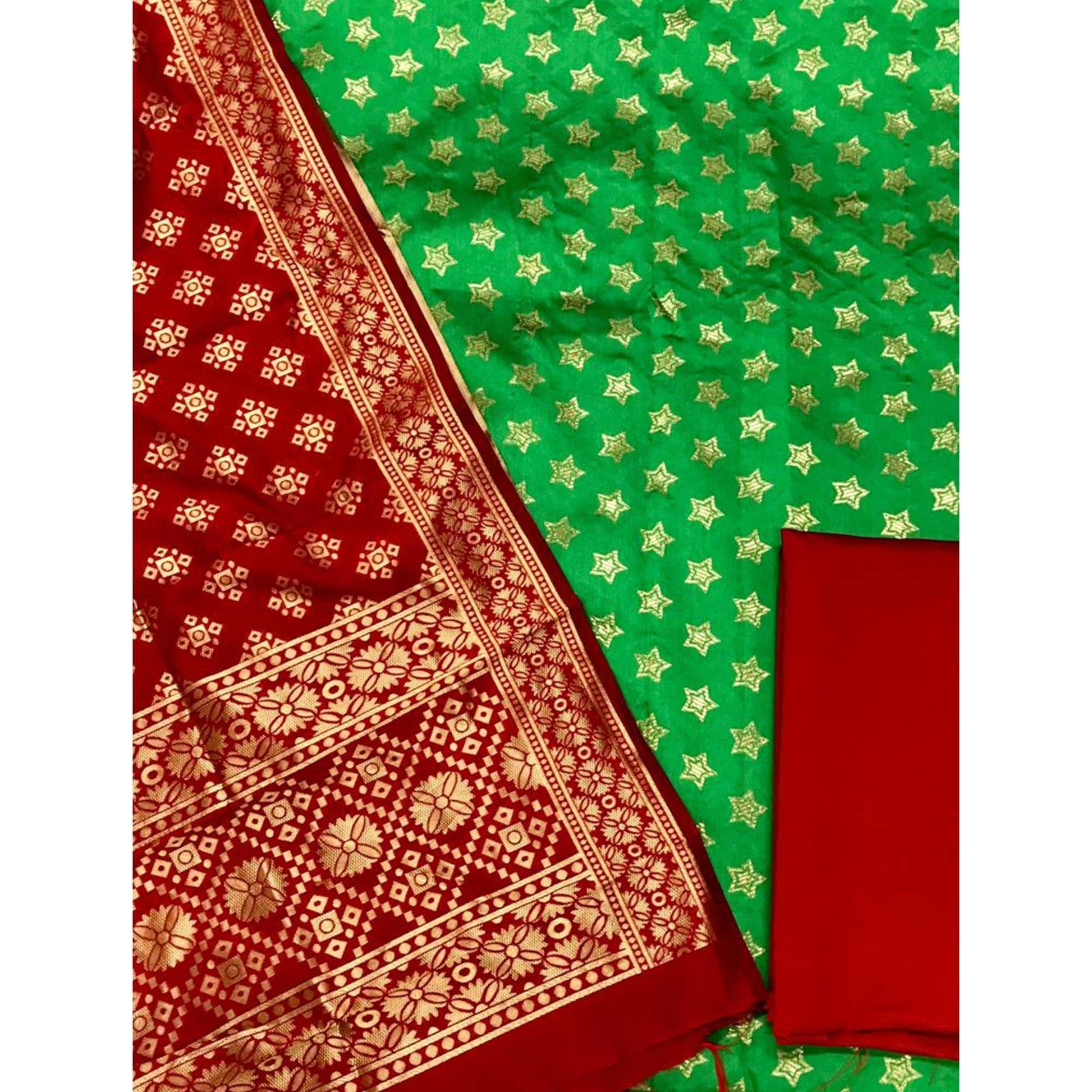 green-festive-wear-woven-banrasi-silk-dress-material-138849