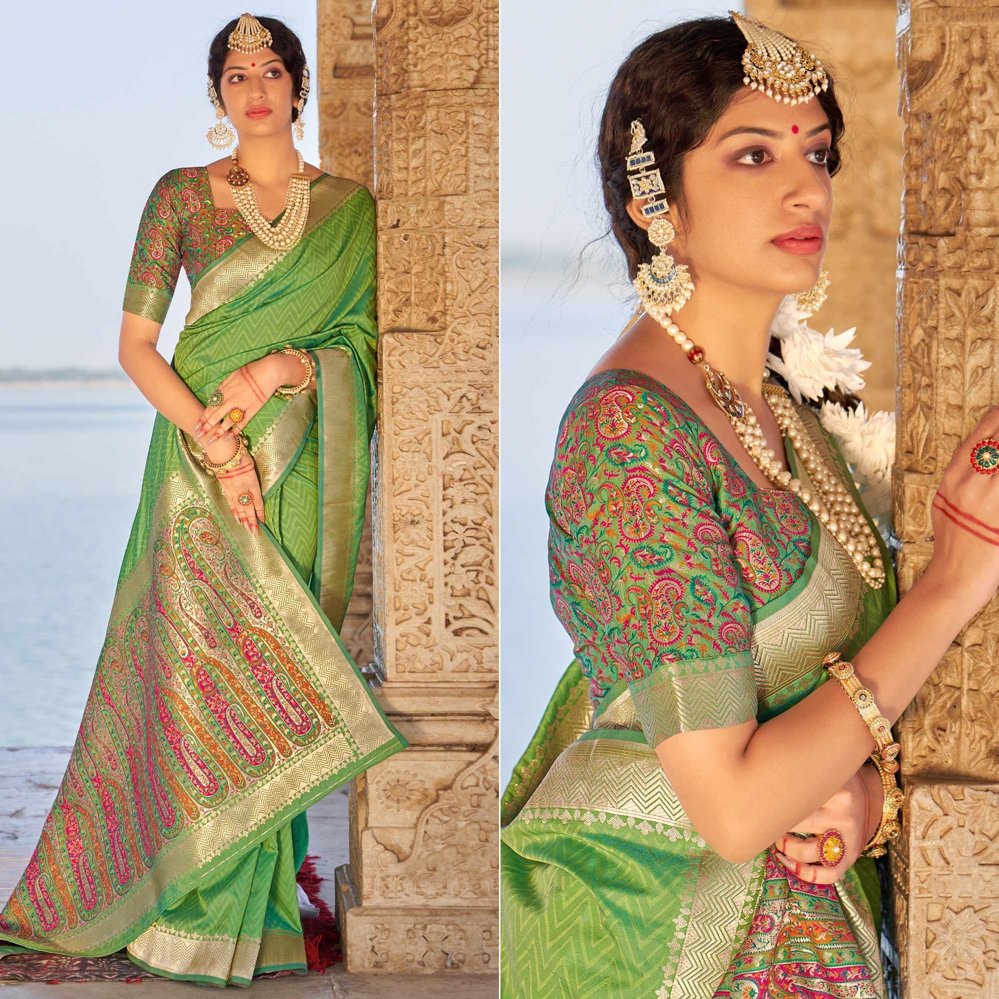 green-festive-wear-woven-banarasi-silk-saree-140376
