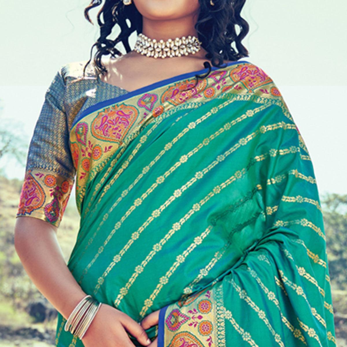 green-festive-wear-woven-banarasi-silk-saree-140458