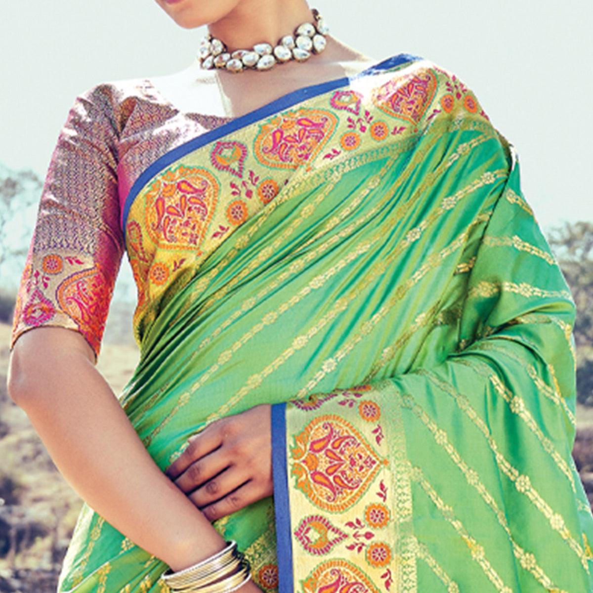 green-festive-wear-woven-banarasi-silk-saree-140456