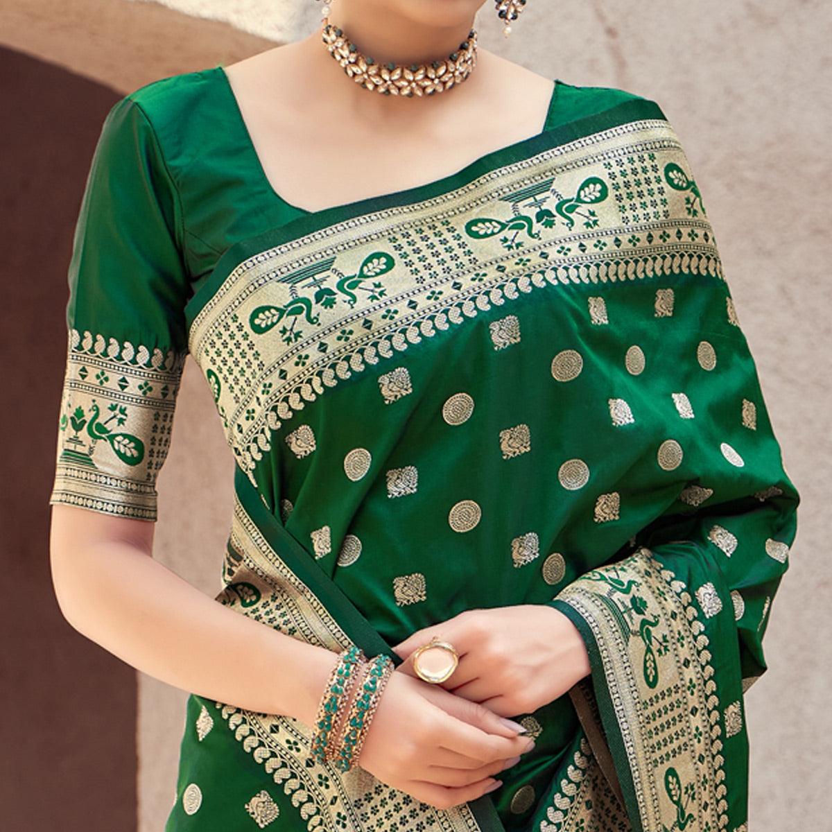 green-festive-wear-woven-banarasi-silk-saree-129736