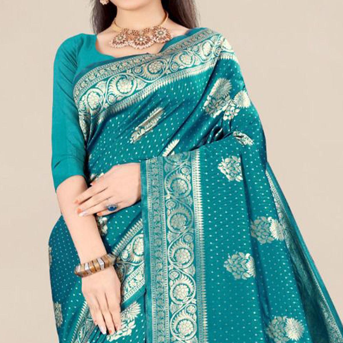 green-festive-wear-woven-banarasi-silk-saree-129768