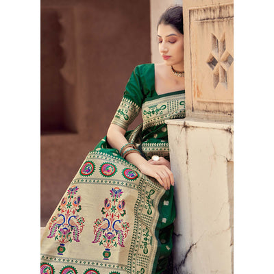 green-festive-wear-woven-banarasi-silk-saree-129736