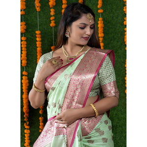 green-festive-wear-woven-banarasi-silk-saree