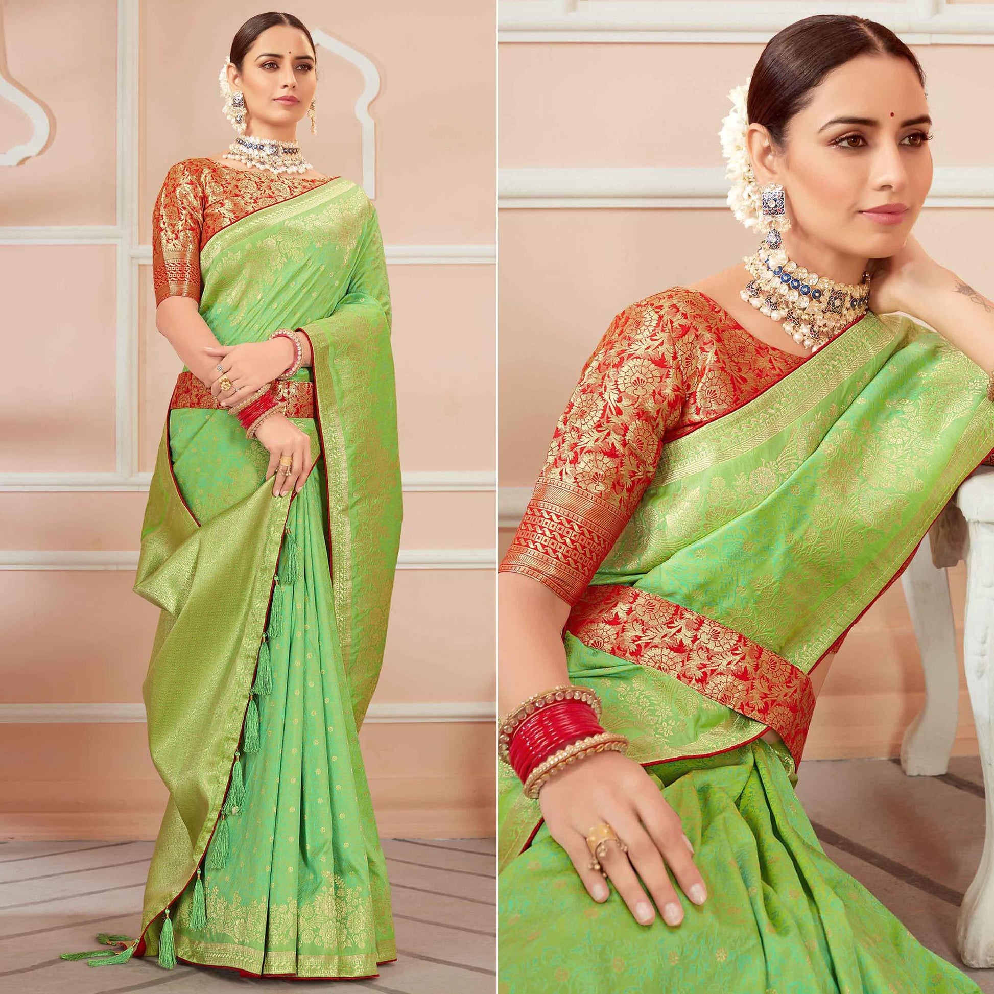green-festive-wear-woven-banarasi-silk-saree-with-tassels-138446