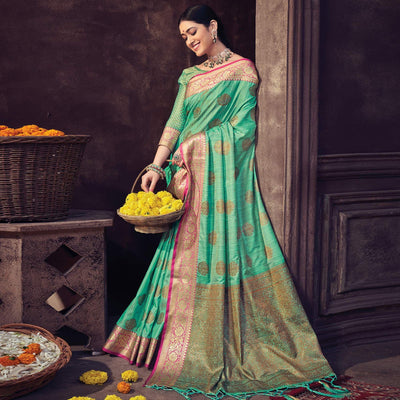green-festive-wear-woven-banarasi-silk-saree-with-tassels-141585