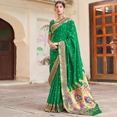green-festive-wear-woven-banarasi-soft-silk-saree-126016