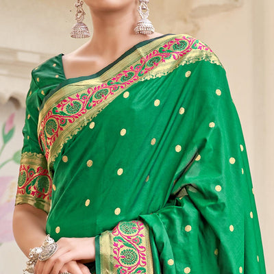 green-festive-wear-woven-banarasi-soft-silk-saree-126016