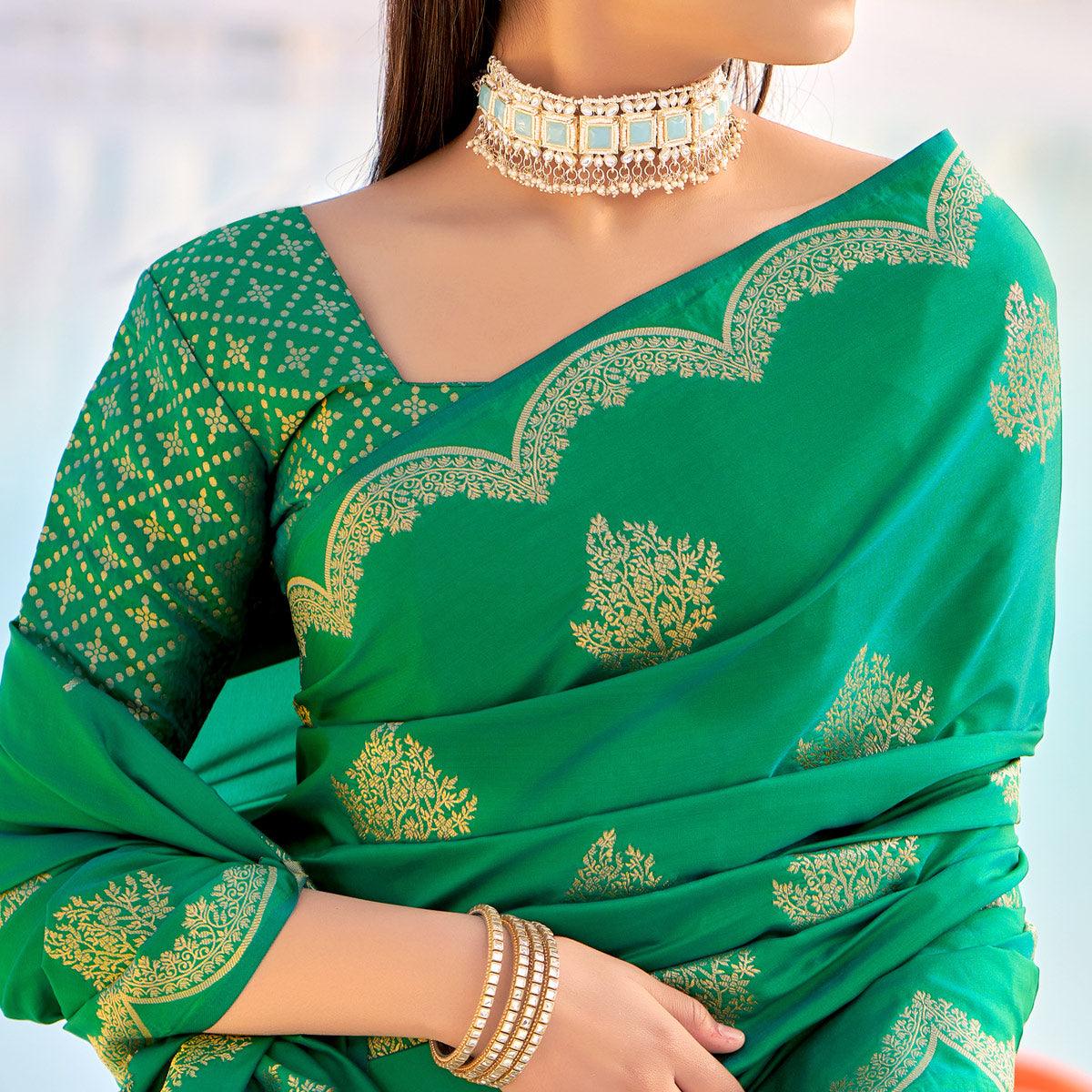 green-festive-wear-woven-banarasi-soft-silk-saree-137521