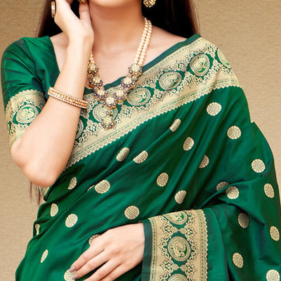 green-festive-wear-woven-banarasi-soft-silk-saree-127834