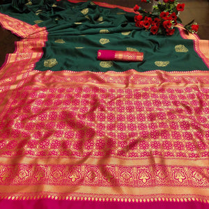 green-festive-wear-woven-butta-designer-border-soft-lichi-silk-saree-108229