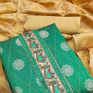 green-festive-wear-woven-chanderi-dress-material-139192