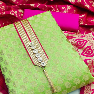 green-festive-wear-woven-chanderi-dress-material-139201