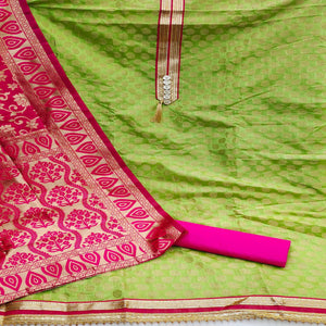 green-festive-wear-woven-chanderi-dress-material-139201