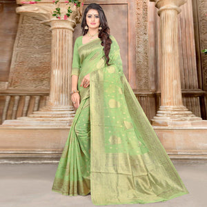 green-festive-wear-woven-chanderi-cotton-saree-129747