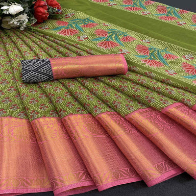 green-festive-wear-woven-chanderi-silk-saree-131359