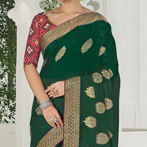 green-festive-wear-woven-chiffon-saree-139335